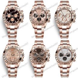 10 style montres pour hommes 116505 40 mm cadran chocolat or rose 18 carats bracelet en caoutchouc naturel sans chronographe 2813 sport automatique Mec251p
