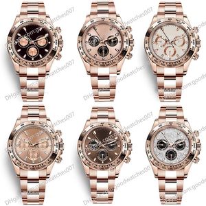 10 style montres pour hommes 116505 40 mm cadran chocolat or rose 18 carats bracelet en caoutchouc naturel sans chronographe 2813 sport automatique Mec211l