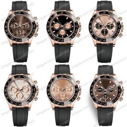 10 montres pour hommes de style M116515ln 40 mm cadran chocolat or rose 18 carats bracelet en caoutchouc naturel sans chronographe 2813 sport automatique 323C