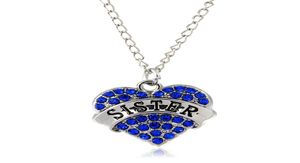 10 Style Mother Day Gift Maman fille sœur grand-mère Nana Collier de famille Crystal Heart Pendant Collier Rimelier Whars8243827