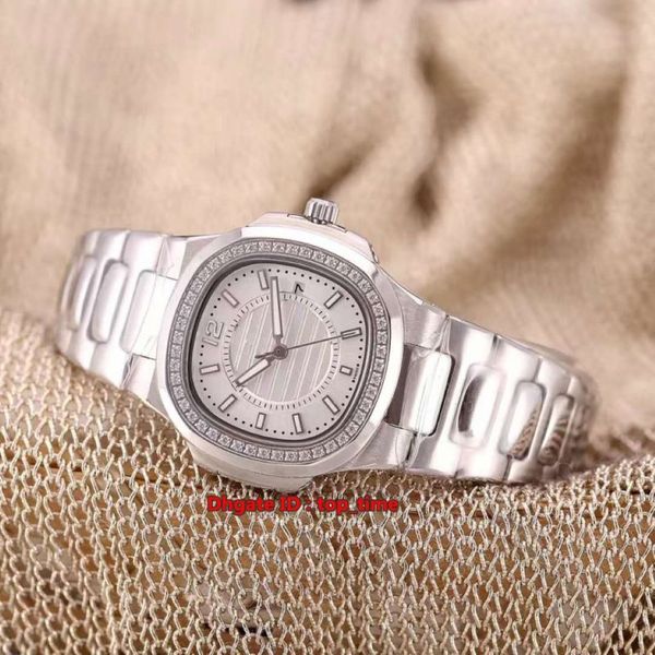 10 style Nautilus 32 mm Swiss Quartz Womens Watch 7010 1G-001 Diamond Cador Silver Calal