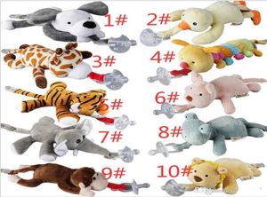 10 style nouveau en silicone Animal Pacificier avec un jouet en peluche bébé girafe éléphant mamelon kids nouveau-né les produits pour enfants nettement incluent pacif6026378