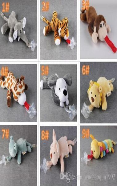 10 Estilo Nuevo chupete de silicona para animales con juguetes de peluche para niños bebé jirafa elefante pezón niños recién nacidos niños pequeños Los productos incluyen6778373