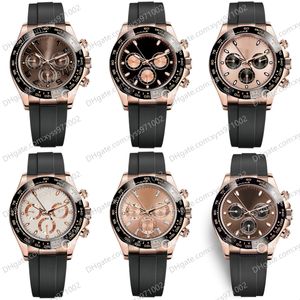 10 Style horloges M116515LN 40mm chocolade wijzerplaat Rose Gold natuurlijke rubberen band No Chronograph 2813 Sport Automatic Mechanical Men's Pols Watch 116515