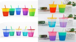 10 stijlen 24oz kleur veranderen cup magie plastic drinktuimelaars met deksel stro herbruikbare snoepkleuren koude beker water fles cyz289896887