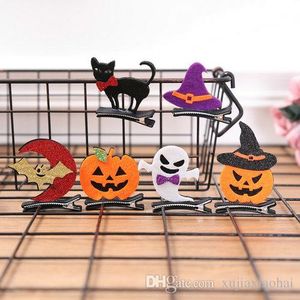 6 styles 2 pouces fille pinces à main belle bande dessinée Squelette Spooky Ghost Bat Pumpkin épingle à cheveux pour la fête d'halloween