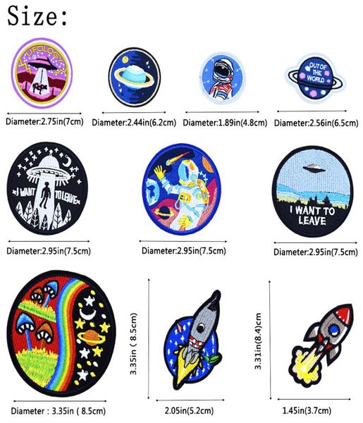 10 styles Patches astrospace pour les vêtements de vêtements en fer sur des plaques d'étoiles appliques de transfert pour manteau veste enfants diy coudre sur la broderie 7278698