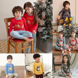 10 stijlen Kerst Kids Pyjama Set Santa Claus Cartoon Dinosaurussen Print Top + Broek 2 stks / set Kinderen Jongens Meisjes Home Kleding