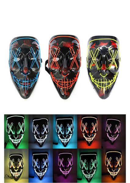 10 styles Cool Halloween Masque Masque LED Allumer Effrayant Crâne Glow Masques Pour Adultes Enfants Halloween Rave Party Effrayant Masks7902025