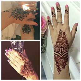 10 styles grands modèles de tatouage au henné pour peinture à la main, paillettes de fleurs aérographe au henné indien tatouages temporaires 21 * 12cm