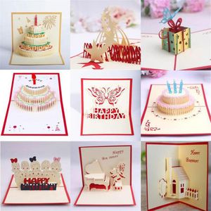 10 Stijlen Gemengde 3D Gelukkige Verjaardag Cake Pop Up Zegen Wenskaarten Handgemaakte Creatieve Feestelijke Feestartikelen257B
