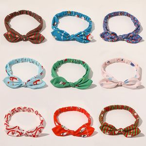 10 stijlen Dames Konijnen Oren Hoofdbanden Kerst Bunny Haarbanden Santa Claus Sneeuwpop Print Hoofdbanden Xmas Meisjes Haaraccessoires M3021