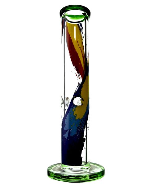 10 à 12 pouces Bangs en verre droit thème personnalisé style de peinture Dab Rig conduites d'eau fumeurs Cyclone Bongs couleurs assorties sur demande