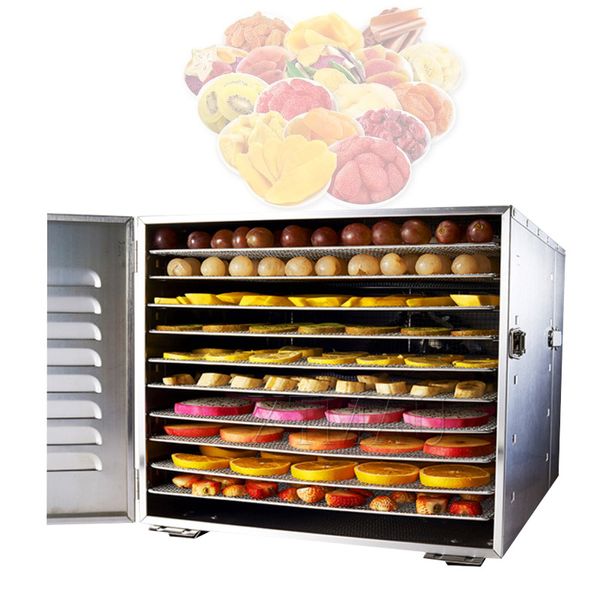 Máquina de frutas secas de 10 bandejas, secador de deshidratación de alimentos, secador de frutas, secador comercial de alimentos de acero inoxidable, verduras secas, aperitivos para mascotas