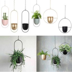 10 Type metalen opknoping bloempot Nordic ketting opknoping planter mand bloem vaas voor thuis tuin balkon decoratie 210615