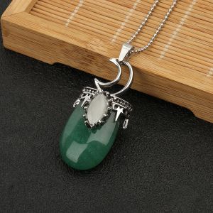 10 types pendentif en pierre naturelle aventurine verte avec boîte d'écran de chaîne coeur plateau de gouttes d'eau en forme ajusté pour femmes bijoux bricolage