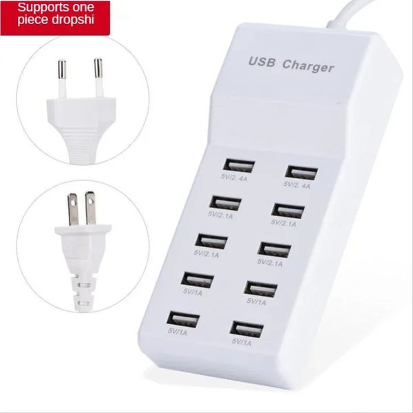 10 Splitter du chargeur USB Splitter 60W Charger de téléphone mobile Smart IC Charge Universal pour iPhone Samsung MP3 Tablet, etc.