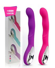 10 Modelos de Vbiration USB Consolador Vibrador Producto de juguete sexual Varita mágica Viaje Estimulación de punto G Masajeador Estilo con cable Cuerpo personal Y207114625
