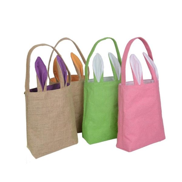10 styles en gros coton lin oreilles de lapin de pâques panier sac pour emballage cadeau sac à main