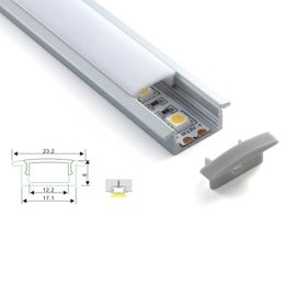 10 x 1m sets / partij geanodiseerd zilver aluminium profiel voor LED-licht en kanaalextrusie voor inbouwwand of vloerverlichting