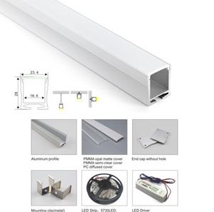 10 x 1m Sets / partij Cover Line Aluminium profiel voor LED-licht en diep u plafondprofiel voor inbouwmuur of hanglampen