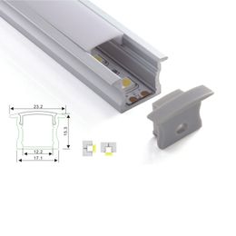 Juego de 10X1 M/lote de canal led de aluminio empotrado para pared y tira led de perfil en T anodizado para lámparas de suelo o pared