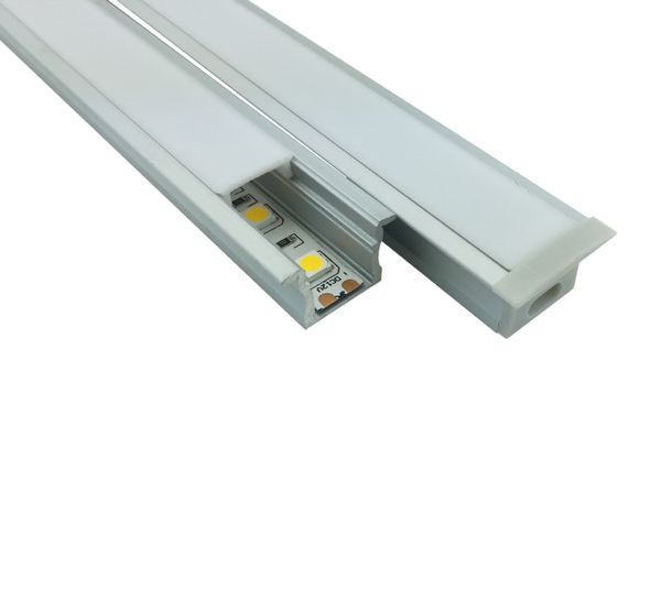 10 X 2M juegos / lote Tira de led de brida lineal Perfil de aluminio Tipo T Perfil de led de aluminio empotrado para luz montada en el techo