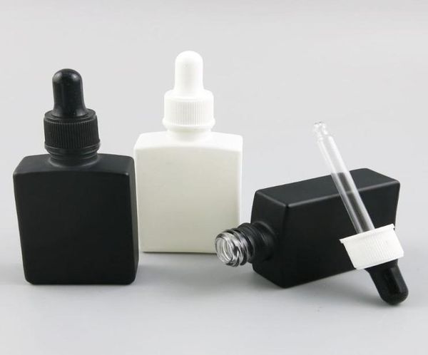 10 x 30 ml Portable Black Blanc Verre Perfum Perfum Boutelles carrées avec huile essentielle Conteneur cosmétique Cosmetic1398385