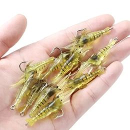 10 x 4cm des crevettes artificielles Appâts doux Lares Lours Bionic Shrimp Worm pour les appâts de pêche à la pêche Crankbait Lures Fipices de pêche