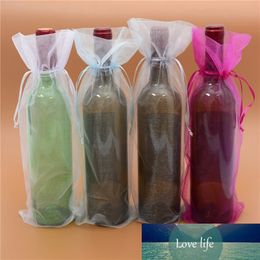 10 x Sheer Organza Wine Fles Gift Tassen voor Cadeau