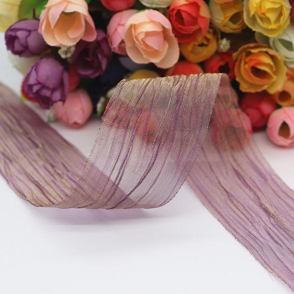 10 yards 1,5 '' 38 mm Ribbons d'organza plissé de couleur onirique pour les arcs de cheveux DIY MATÉRIAUX MADIATS M20060202