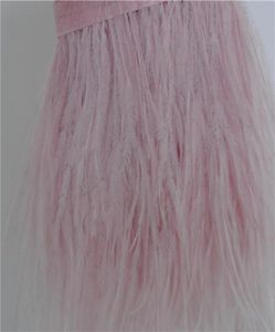 10 yards rose clair autruche Plume Trimage Fringe Trime de plumes sur l'en-tête de satin 56 pouces de largeur pour le décor robe2459574
