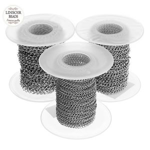 10 mètres/rouleau 2mm 2.5mm 3mm ton argent en acier inoxydable en vrac collier extension chaîne chaînes à maillons pour les fournitures de fabrication de bijoux