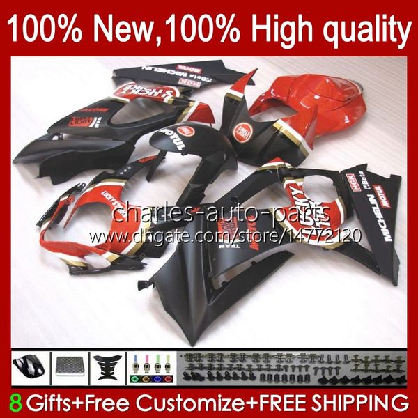 Carénages de moto pour SUZUKI GSX R1000 GSXR 1000 1000CC 2007-2008 48No.27 GSX-R1000 GSXR1000 K7 07 08 GSXR-1000 GSXR1000CC 2007 2008 Kit de carénage OEM plat chanceux rouge