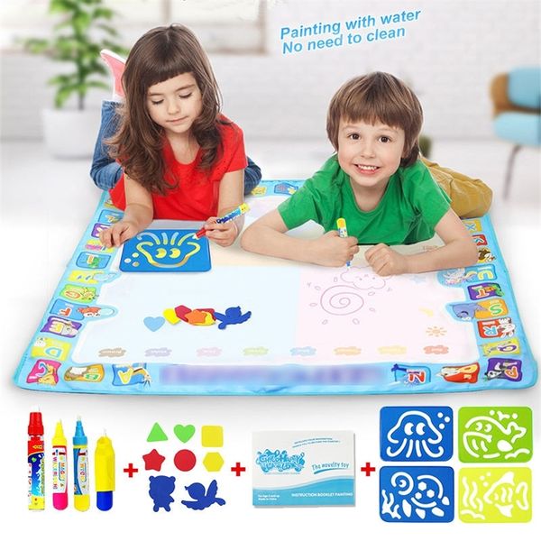 100 * 100 cm grande taille planche à dessin d'eau tapis peinture avec stylo de griffonnage d'eau jouets de dessin à colorier non toxiques pour enfants LJ200907