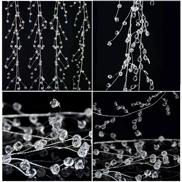 100/120/150 cm acrylique Crystal perle rideau clair d'eau Drop forme de diamant Branche chaîne Garland pour les fournitures de décoration de fête de mariage