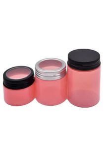 100 150 200 250 ml plastic potten roze huisdier cosmetische pot opslagblikken ronde fles met raam aluminium deksels voor crème maskeren1007681