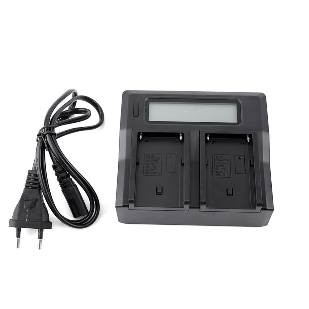 Chargeur de batterie double LCD 100-240V pour Sony NP-F970 NP-F770 F750 F550 F570 Series