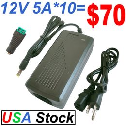 Transformateurs d'éclairage 100-240V AC/DC12V 5A Adaptateur secteur de table 60 Watts 12V 5A Convertisseur d'adaptateur d'alimentation à découpage 5.5x2.5 5.5x2.1mm Fiches CC crestech168