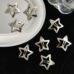 100 / 2pcs Y2K Silver Star Hair Clips For Girls Filigree Star Metal Snap Clip Hairpins Barrets Hair Bijoux Nickle Bobby Pin