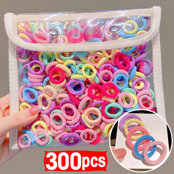 100 / 300pcs Kids Elastic Hair Bands Girls Sweet Scrunchie Rubbery Band for Childre