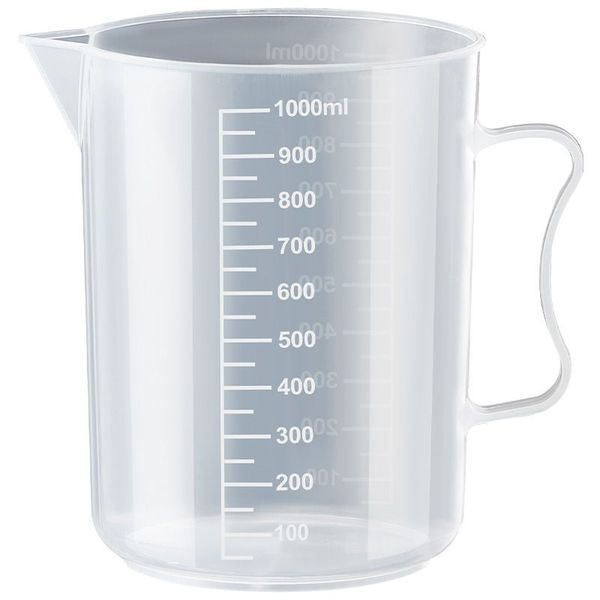 Taza medidora gruesa graduada de plástico transparente Premium, 100-5000ml, boquilla para verter con tapa, herramienta de cocina con mango