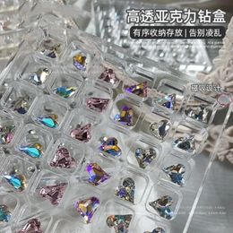 100/64/36 Mini Grids Crystal Crystal Diamond Rangement Rangement INS RHINESTON Nail Art Decorations Bijoux Affichage