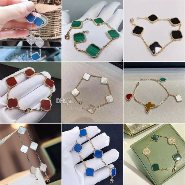 100% 925 Silver Designer Bracelets Bracelet Classic Clover Fashion Simple Exquis Beautiful Five Flower Men and Women Girls Coup214E