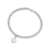 100% 925 Pure Sterling Silver Blue Heart-Shape Pendentif Beads Chaîne Bracelet Fashion Diy Bijoux Accessoires pour femmes Cadeau