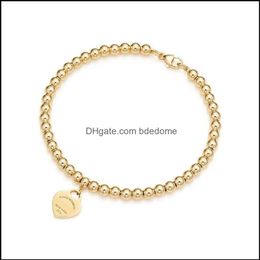 100% 925 Sterling Sier Tag Love Originele klassieke hartvormige Rosegold Bead Bracelet Women Sieraden Geschenken Persoonlijkheid Druppel Delivering 2021280U