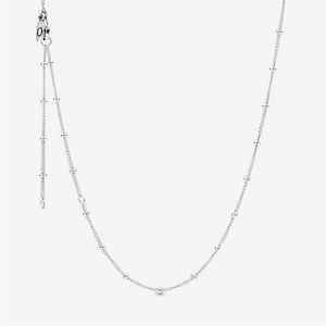 100% 925 Sterling Silver Collier de chaîne de perles réglable Fit Pendentifs et charmes européens Mode Femmes Mariage Fiançailles Jewelr269Y