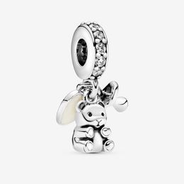 100% Plata de Ley 925 Baby Teddy Dangle Charms Fit Pandora Original European Charm Bracelet Moda Mujer Boda Compromiso Accesorios de joyería