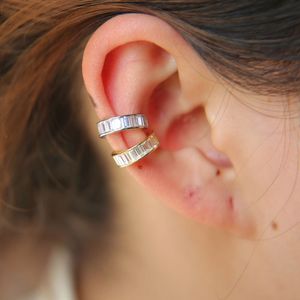 100% 925 Sterling Silver Baguette Zirconia Cubicon Boucle d'oreille Boucle d'oreille Cuff 2018 Mode CZ No Piercing Bijoux de Charme Clip oreille