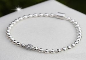 Bracelets perlés en argent Sterling 100% 925 pour femmes, brins CZ, bijoux à faire soi-même, breloques adaptées, cadeau pour dame, avec boîte originale 1879716